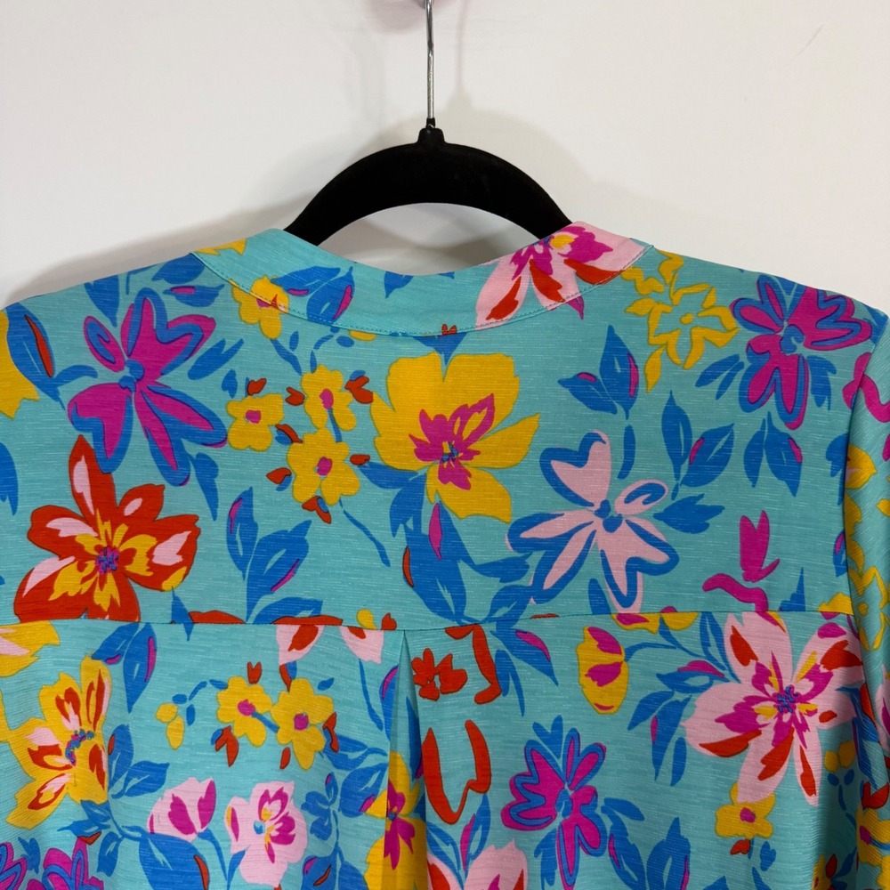 Dear Scarlett Liz Floral Tunic Top Bright Spring Boho 3/4 Roll Tab Sleeve Small - Picture 10 of 11